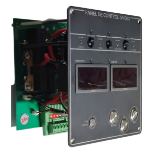 Vista de conector de alimentación y shunt de cuadro GMDSS MF/HF